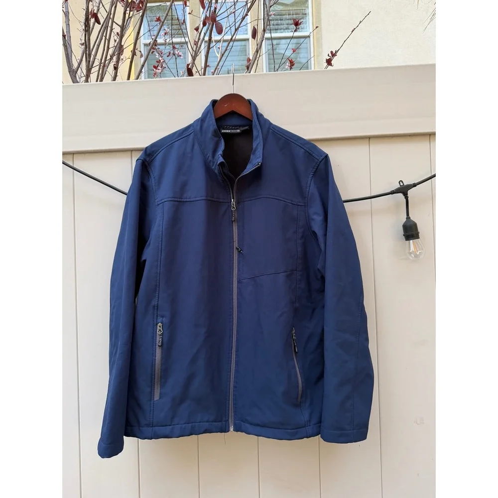 Swiss Tech Mens Softshell‎ Jacket Navy Blue Fleece Lined Full Zip Large 42-44